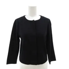 デミルクス ビームス Demi-Luxe BEAMS ノーカラーブルゾン ジャケット 38 ネイビー 紺色 七分袖 比翼仕立て バストダーツ /MX ■ECF005のサムネイル