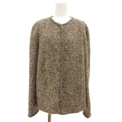 アルマーニ コレツィオーニ ARMANI COLLEZIONI ニットツイード ジャケット カーディガン 40 茶色 ブラウン ノーカラー フロントフライ ショート丈 /SD ■GY50のサムネイル