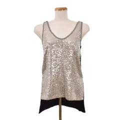 ダイアンフォンファステンバーグ DIANE von FURSTENBERG タンクトップ ノースリーブ カットソー スパンコール 切替 0 シルバーカラー 黒 ブラック ■ECD003のサムネイル
