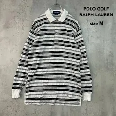 POLO GOLF RALPH LAUREN ポロゴルフ ラルフローレン M ポロシャツ 長袖 ボーダー マルチボーダー ワンポイント 刺繍ロゴ ピマコットン PIMA COTTON ナイガイ製 古着 ヴィンテージ レトロ ブラック ホワイト ★ ■◇のサムネイル