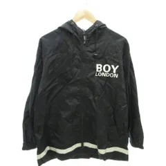 ボーイロンドン BOY LONDON ヴィンテージ ナイロンジャケット ウィンドブレーカー フード付き ロゴプリント M 黒 ブラック /YJ ■GY61のサムネイル