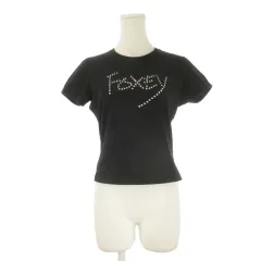 フォクシーニューヨーク FOXEY NEW YORK Tシャツ 黒 ブラック 半袖 ロゴスタッズ装飾 ラウンドネック /CK52 ■ECD004のサムネイル