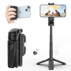 Ulanzi JJ02 自撮り棒 多機能スマホグリップ 三脚【2024新開発 ・超ミニ】4段階伸縮 折りたたみ式 スマートフォンホルダー スマホ 三脚 リモコン付き コールドシュー付き コンパクト iPhone Androidに対応 写真/旅 27ad6924のサムネイル