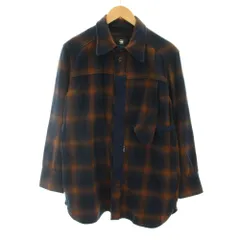 ジースターロウ G-Star RAW ネイヴァルカラーオーバーシャツ NAVAL COLLAR OVERSHIRT 長袖 チェック柄 S 紺 ネイビー 茶 ブラウン D20557 /YTのサムネイル