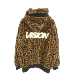 ヴィジョン ストリート ウェア VISION STREET WEAR フェイクファーブルゾン L 茶 ブラウン フード付き レオパード柄 豹柄 /MN2 ■GY59のサムネイル