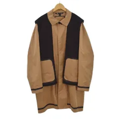 ザラ ZARA TRAVELER コントラストトレンチコート レイヤード風 切替 無地 ミドル丈 センターベント L ベージュ 黒 ブラック 2753/350/710/L ■ECE003のサムネイル