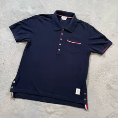 THOM BROWNE トムブラウン ポロシャツ 半袖 ネイビー 紺 2 M相当 トリコロール 前立て 胸ポケット クロスカンパニー メンズ　18820のサムネイル