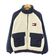 トミー TOMMY JEANS ボアジャケット スタンドカラー アウター ジップアップ ロゴ S 紺 ネイビー 白 ホワイト /BBのサムネイル