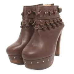 3.1 フィリップリム 3.1 phillip lim Tom Tom Knotted Clog Bootie ブーティ ヒール ギャザー レザー SHFO-0443 茶 ブラウン 37 ■TCのサムネイル