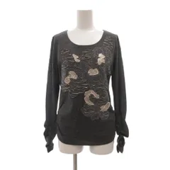 ヒロココシノ HIROKO KOSHINO 美品 カットソー ウール 38 グレー ラウンドネック 抽象柄 長袖 /NL ■ECF004のサムネイル