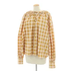 【新品】バグッタ Bagutta コットンポリエステル チェック スモック ブラウス シャツ カジュアルシャツ マスタードxベージュ【サイズS】【レディース】のサムネイル