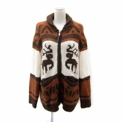 エックスガール x-girl 22AW NORDIC KNIT CARDIGAN ニットカーディガン ミドル丈 ノルディック柄 ジップアップ ONE ブラウン /SY17 ■GY01のサムネイル