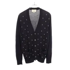 グッチ GUCCI カーディガン Gロゴ 総柄 ウール カーディガン ネイビー柄 レディース Used Bのサムネイル