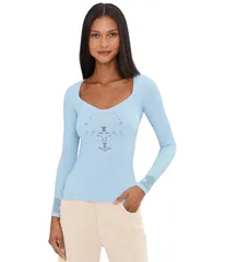 フリーピープル レディース トップス シャツ Free People Dynamic Duo Tee Cashmere Blue ブルーのサムネイル