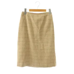 ランバン LANVIN ウールスカート ロング タイト ステッチ チェック 38 ベージュ /MY ■OS ■GY58のサムネイル
