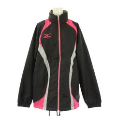 ミズノ MIZUNO ウィンドブレーカー ジャケット S 黒 ブラック ピンク スタンドカラー ジップアップ ロゴ /BB ■ECC001のサムネイル