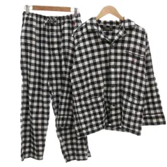 ポロ ラルフローレン POLO RALPH LAUREN 美品 セットアップ ナイトウエア パジャマシャツ パジャマパンツ L チェック柄 イージー ポニー刺繍 白 ホワイト 黒 ブラック 赤 レッド /KB ■ECG005のサムネイル