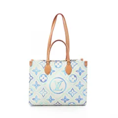 ルイ・ヴィトン LOUIS VUITTON トートバッグ オンザゴーMM モノグラムタイル ラグーン 2WAY M11262 ラグーンブルー PVCコーティングキャンバス レザー オンザゴーMMのサムネイル