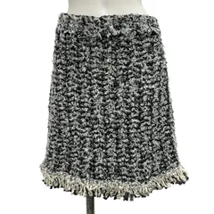 CHANEL(シャネル) ミニスカート サイズ38 M レディース美品  - P58969K07720 黒×白 ツイード/フリンジ コットンのサムネイル