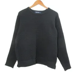 ユニオンステーション UNION STATION by MEN'S BIGI メンズビギ ニットクルーネック セーター MO843KSW003 変形ワッフル柄 長袖 プルオーバー 厚手 M 黒 ブラック ロンT欠損 /Xのサムネイル