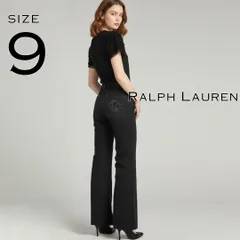 【美品】Ralph Laurenラルフローレン RLモノグラム刺繍 ワイドストレート ブラックデニムパンツ 9(M) 黒ブラック 【古着】【中古】【送料無料】のサムネイル