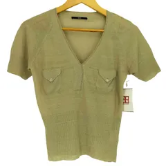 ヒューゴボス HUGO BOSS リネン Vネック 2ポケ S/S 半袖 ニット レディース import：S のサムネイル