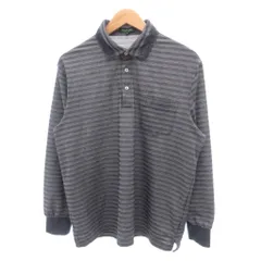 ヘンリーコットンズ HENRY COTTON'S 美品 ポロシャツ LL 紺 ネイビー ボーダー柄 ポロカラー 長袖 /SJ ■GY06のサムネイル