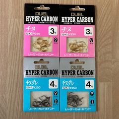 DUEL　24K純金仕上　化学研磨ハイパーカーボン　カン付　チヌ　チヌグレ　3号　4号　4袋セット　釣具　釣り用品　釣り針　釣り糸　仕掛け　まとめ売り　釣り引退セット　※1141