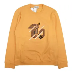 未使用 23ss HERMES エルメス シュヴォー・アン・シンメトリー スウェットシャツ 裏起毛 スウェット 羊革トリム L オレンジ メンズ 古着 中古 USEDのサムネイル