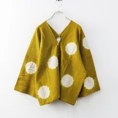 新品未使用 ソウソウ SOU・SOU 京都 近清絞り 梳毛 はつき 水玉大 山吹茶×灰白色 女F＼カーキ カーディガン ウール【2400015104447】のサムネイル
