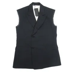 未使用 20ss RAF SIMONS ラフシモンズ スリーブレス ダブルブレスト ブレザー ジャケット ジレ ベスト 46 黒 ブラック メンズ 古着 中古 USEDのサムネイル