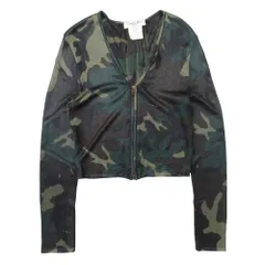 美品 Christian Dior クリスチャンディオール 01ss ガリアーノ期 迷彩 カーディガン ダブルジップ カモフラージュ 総柄 F40 カーキ レディース 古着 中古 USEDのサムネイル