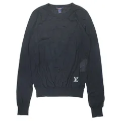 未使用 LOUIS VUITTON ルイヴィトン LVロゴ シアーニット カシミヤ 長袖 トップス 薄手 カットソー S 黒 ブラック レディース 古着 中古 USEDのサムネイル