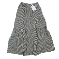 未使用 Christian Dior クリスチャンディオール 21SS ストライプ フレア リネン シルク混 ロングスカート F36 ブラック ベージュ レディース 古着 中古 USEDのサムネイル