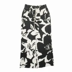 美品 DRIES VAN NOTEN ドリスヴァンノッテン フローラルパターン スウェット ロングスカート 裏毛 花柄 イージーウエスト S 白黒 レディース 古着 中古 USEDのサムネイル