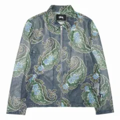 新品同様 STUSSY x NOMA t.d. ステューシー ノーマ 20ss ペイズリー メッシュジャケット ジップアップ ブルゾン 総柄 S ネイビー メンズ 古着 中古 USEDのサムネイル