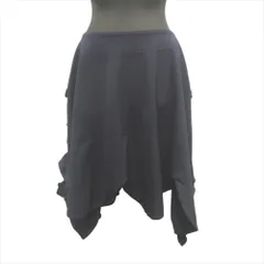 美品 COMME des GARCONS コムデギャルソン ポリ縮絨 サイドフリル スカラップ スカート 変形 膝丈 製品染め S ネイビー レディース 古着 中古 USEDのサムネイル