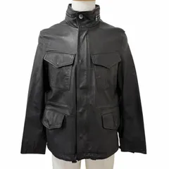 良品□PS Paul Smith ピーエス ポールスミス 羊革100％ スタンドカラー ライダースジャケット サファリジャケット ブラック M 正規品のサムネイル