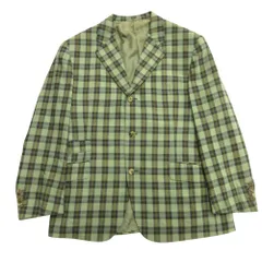 HERMES エルメス 80's 90's チェック 3B テーラード ジャケット ブレザー ウール ヴィンテージ 50 緑 グリーン メンズ 古着 中古 USEDのサムネイル