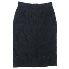 美品 ERMANNO SCERVINO エルマンノ シェルヴィーノ フラワーレース オーガンジー スカート 膝丈 セミタイト 42 黒 ブラック レディース 古着 中古 USEDのサムネイル