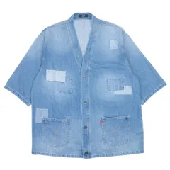 美品 glamb グラム アンプラグドデニム 25ss ハッピシャツ ジャケット 羽織 パッチワーク Unplugged Denim Happi Shirt L インディゴ メンズ 古着 中古 USEDのサムネイル