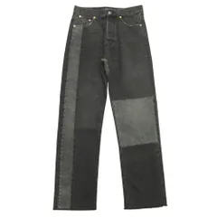美品 Valentino ヴァレンチノ パッチワーク デニム パンツ ジーンズ カットオフ 断ち切り加工 切替 W29 グレー 黒 ブラック メンズ 古着 中古 USEDのサムネイル