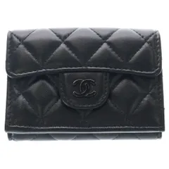 CHANEL (シャネル) マトラッセ 三つ折り財布 コンパクトウォレット コインケース ソーブラック ラムスキン AP0230 ブラック金具のサムネイル