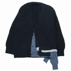 良品 22AW kolor カラー ビッグリブレイヤード ニット カーディガン 長袖 カットソー ウール100％ 1 ブラック 22WCM-N07304 メンズ 古着 中古 USEDのサムネイル