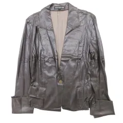良品 FOXEY NEW YORK フォクシーニューヨーク フェイクレザー テーラードジャケット ブレザー シングル 38 ダークブラウン レディース 古着 中古 USEDのサムネイル