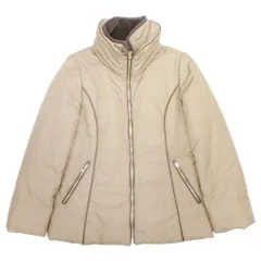 美品 Leilian レリアン 中綿 ジャケット ブルゾン アウター レザーパイピング ナイロン ファー ハイネック 9 ベージュ レディース 古着 中古 USEDのサムネイル