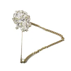 美品 DOLCE&GABBANA ドルチェアンドガッバーナ クリスタル ビジュー ブローチ ラペルピン チェーン コサージュ ゴールド メンズ レディース 古着 中古 USEDのサムネイル