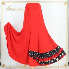 フラメンコ 衣装 DOCE del Flamenco ドセデルフラメンコ ファルダ スカート レッド系 ブラック系 ホワイト系 赤 黒 白 ボランテ フリル ドット 水玉 ストレッチ 伸縮 無地 レッスン 練習着 ダンス パーティ 発表会 発表会衣装のサムネイル
