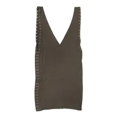 未使用 L.G.B. ルグランブルー ハトメ金具 装飾 タンクトップ ストレッチ素材 ノースリーブ カットソー トップス 0 ダークブラウン レディース 古着 中古 USEDのサムネイル
