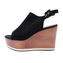 良品 GIVENCHY ジバンシィ ウェッジソール サンダル バックストラップ 厚底 プラットフォーム ウッドソール 10.5cmヒール 黒 レディース 古着 中古 USEDのサムネイル